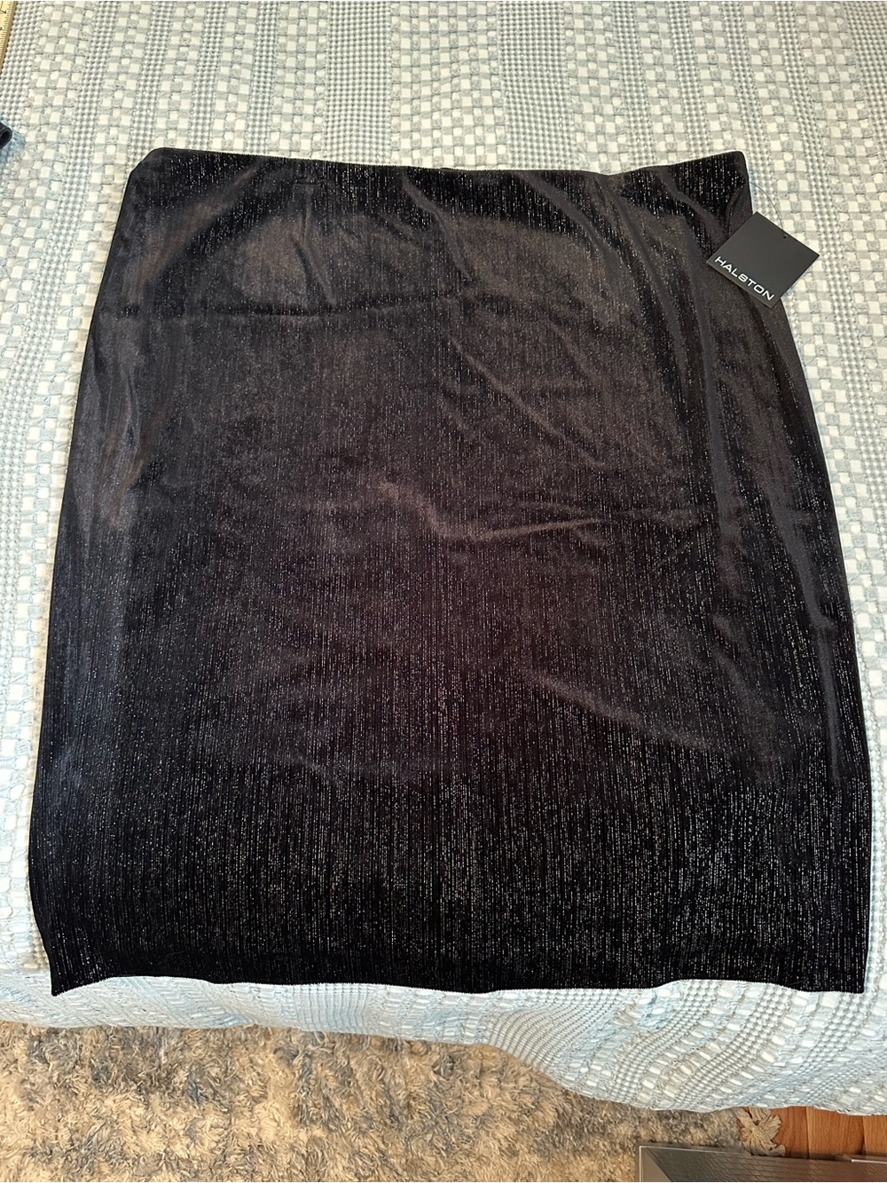 Halston Black Metallic Shimmer Stretch Skirt XL/TG/EG NWT